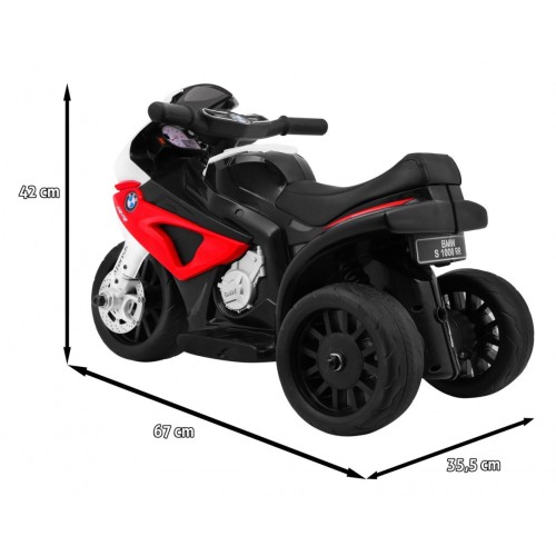 Motor BMW S1000 RR Mini na akumulator dla dzieci Czerwony + 3 koła + Dźwięki + LED
