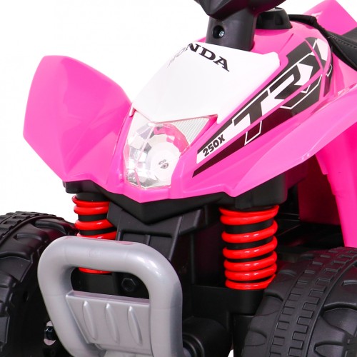 Quad Honda 250X TRX na akumulator Różowy + Klakson + LED + Ekoskóra