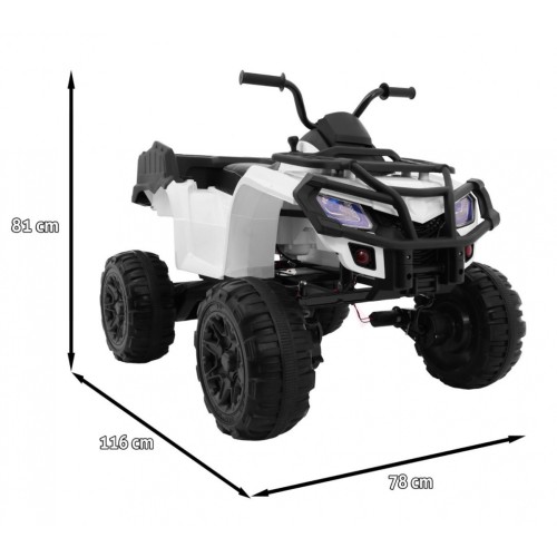 Quad XL ATV na akumulator dla dzieci Biały + Napęd 4x4 + Bagażnik + Wolny Start + EVA + Audio LED