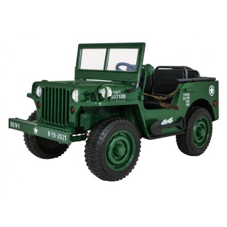 Autko Wojskowe Retro dla 3 dzieci Zielony Jeep Willys