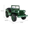 Autko Wojskowe Retro dla 3 dzieci Zielony Jeep Willys