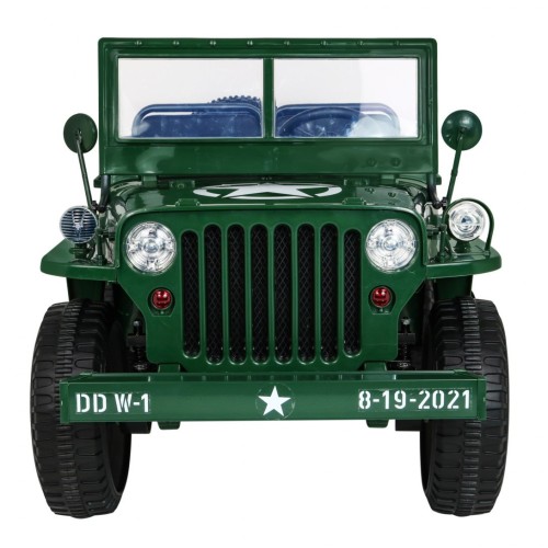 Autko Wojskowe Retro dla 3 dzieci Zielony Jeep Willys