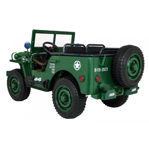 Autko Wojskowe Retro dla 3 dzieci Zielony Jeep Willys