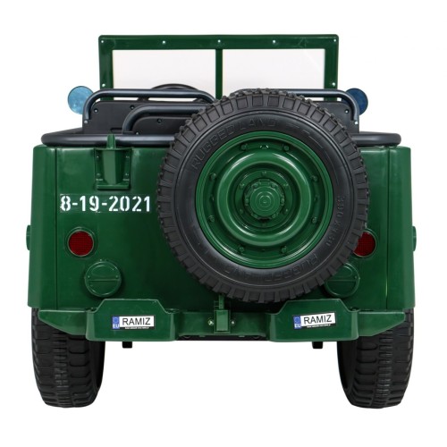 Autko Wojskowe Retro dla 3 dzieci Zielony Jeep Willys