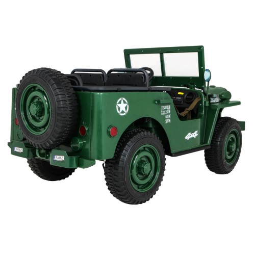 Autko Wojskowe Retro dla 3 dzieci Zielony Jeep Willys