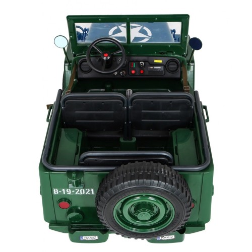 Autko Wojskowe Retro dla 3 dzieci Zielony Jeep Willys