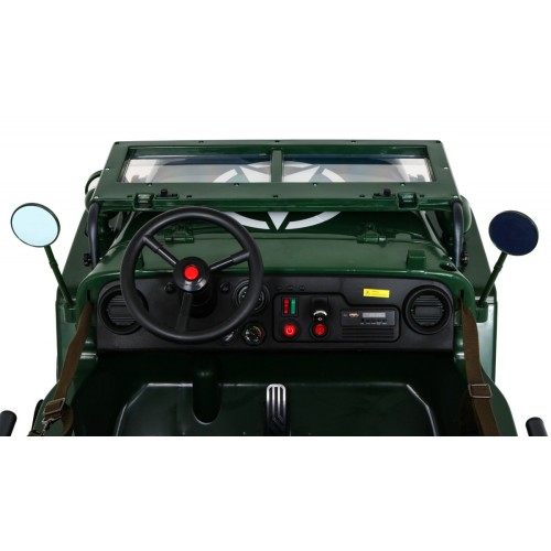 Autko Wojskowe Retro dla 3 dzieci Zielony Jeep Willys