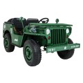Autko Wojskowe Retro dla 3 dzieci Zielony Jeep Willys