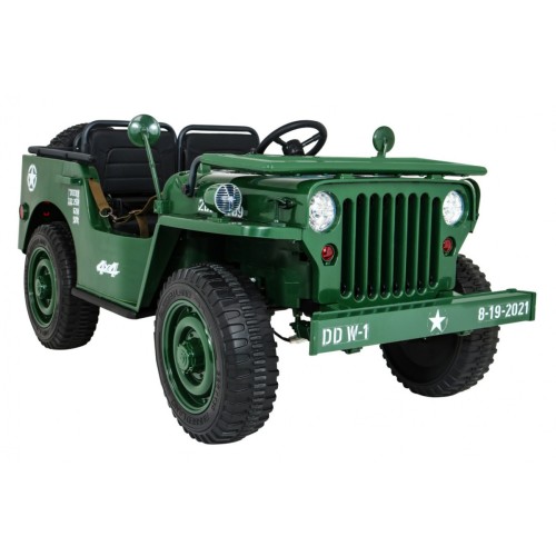Autko Wojskowe Retro dla 3 dzieci Zielony Jeep Willys