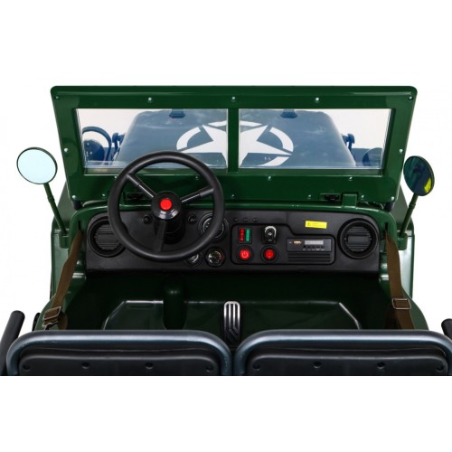 Autko Wojskowe Retro dla 3 dzieci Zielony Jeep Willys