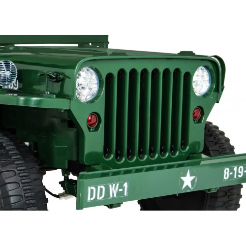 Autko Wojskowe Retro dla 3 dzieci Zielony Jeep Willys