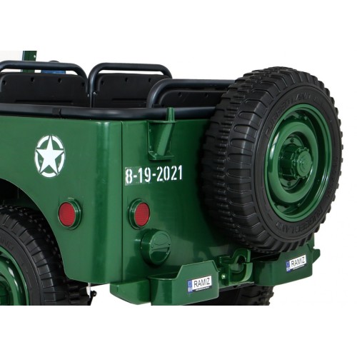 Autko Wojskowe Retro dla 3 dzieci Zielony Jeep Willys