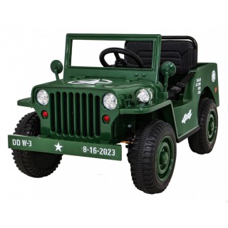 Autko Wojskowe Retro dla dzieci Zielony + Napęd 4x4 + Pilot + 2 Bagażniki