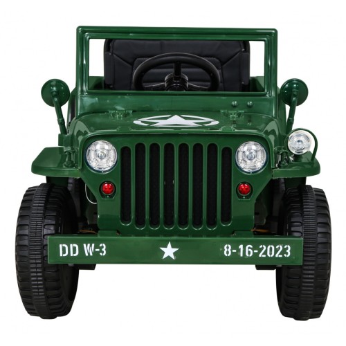 Autko Wojskowe Retro dla dzieci Zielony + Napęd 4x4 + Pilot + 2 Bagażniki