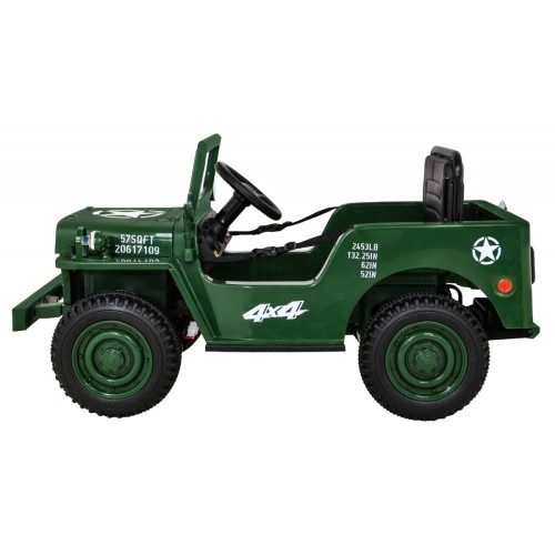 Autko Wojskowe Retro dla dzieci Zielony + Napęd 4x4 + Pilot + 2 Bagażniki