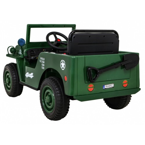 Autko Wojskowe Retro dla dzieci Zielony + Napęd 4x4 + Pilot + 2 Bagażniki