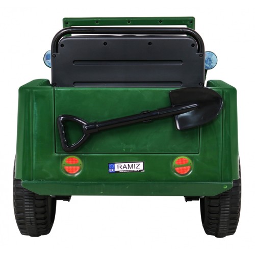 Autko Wojskowe Retro dla dzieci Zielony + Napęd 4x4 + Pilot + 2 Bagażniki