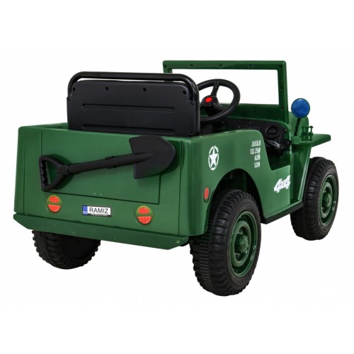 Autko Wojskowe Retro dla dzieci Zielony + Napęd 4x4 + Pilot + 2 Bagażniki