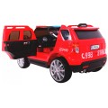 Auto SUV Straż Pożarna na akumulator dla dzieci + Syreny + Światła + Megafon + Pilot + Wolny Start + Naklejki