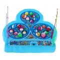 Gra zręcznościowa Łowienie Rybek dla dzieci 3+ niebieski + 21 kolorowych Rybek + 4 Wędki + Plansza z 3 jeziorkami