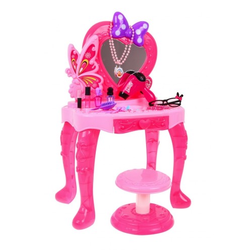 Różowa Toaletka dla dziewczynek 3+ Interaktywna suszarka + Światła + Akcesoria do stylizacji