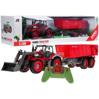 Traktor z koparką i przyczepą dla dzieci 3+ Zdalnie sterowany + Ruchome elementy Czerwony