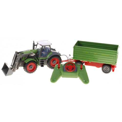Traktor z koparką i przyczepą dla dzieci 3+ Zdalnie sterowany + Ruchome elementy Zielony