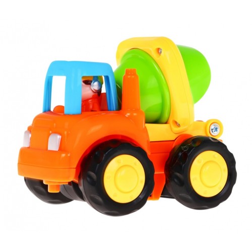 Zestaw 4 pojazdów dla dzieci 18m+ Traktor Betoniarka Koparka Wywrotka + Ruchome elementy + Ręczny napęd