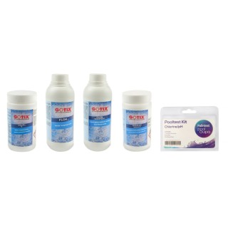 Zestaw 5w1 Chemii do czyszczenia Basenów BESTWAY + Chlortix T + Floktix + Glon Fighter I + Minus pH + Paski testowe