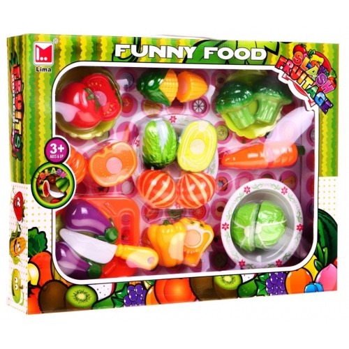 Zestaw 10 Warzyw do krojenia dla dzieci 3+ Mały kucharz + Deska + Nożyk + 3 talerze