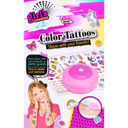 Zestaw zmywalnych tatuaży dla dzieci 3+ Kolorowe wzory + akcesoria