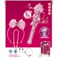 Magiczny zestaw księżniczki wróżki dla dziewczynek 3+ Interaktywna różdżka + bajkowa biżuteria 7 el.
