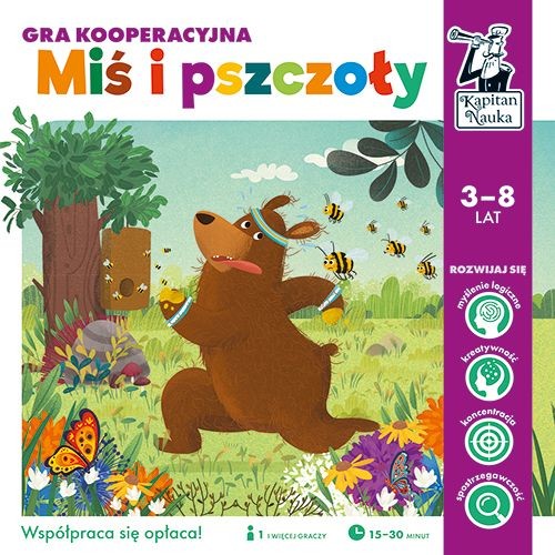Planszowa Gra kooperacyjna "Miś i Pszczoły" dla dzieci 3-8 lat Kapitan Nauka