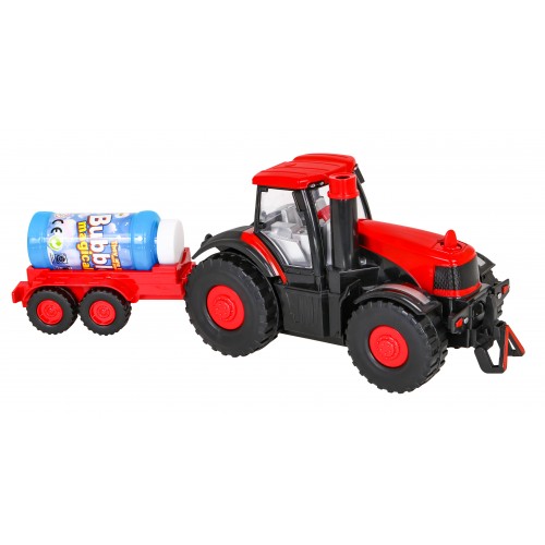 Interaktywny traktor do baniek mydlanych dla dzieci 3+ Jeżdżący pojazd z przyczepą