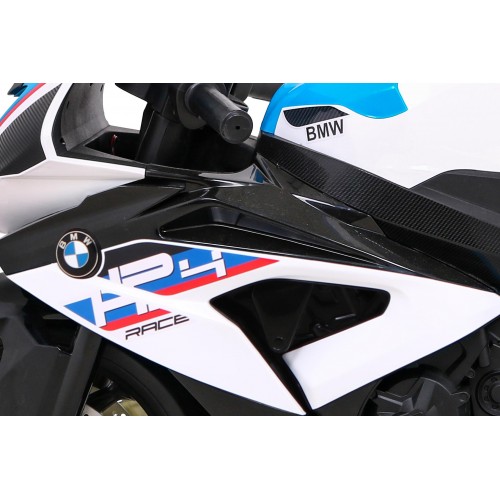 Motor BMW HP4 na akumulator dla dzieci Biały + Pomocnicze kółka + Wolny Start + EVA + MP3 LED