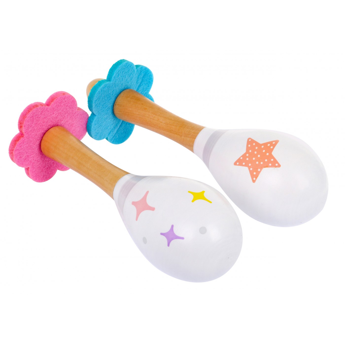 Drewniany zestaw Instrumentów muzycznych dla dzieci 3+ Tamburyn Flet Cymbałki Marakasy + Pastelowe kolory