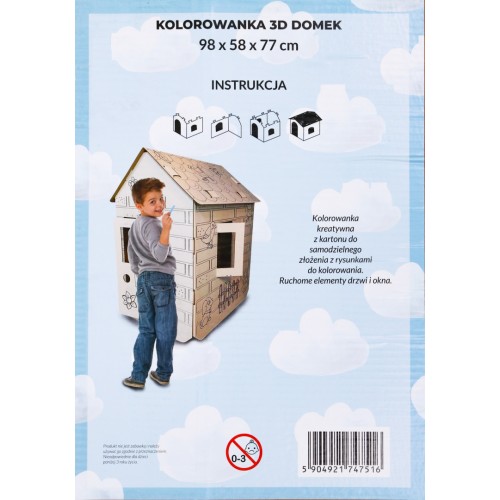 Domek XXL z autem kolorowanka 3D dla dzieci