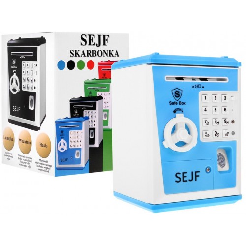 Safety Deposit Box Piggy Bank Blue