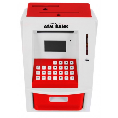 Bankomat skarbonka dla dzieci 3+ czerwony Interaktywne funkcje + Karta bankomatowa