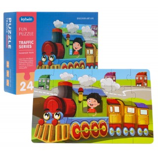 Duże puzzle dla dzieci 2+ Układanka zabawka logiczna 24 el. Lokomotywa z maszynistą