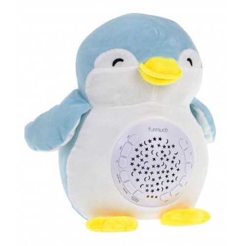Pingwin uspokajacz 3w1 Projektor pozytywka przytulanka dla niemowląt Zabawka sensoryczna