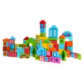 Zestaw drewnianych klocków "Miasto" dla dzieci 3+ Zabawa w budowanie 100 el.