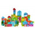 Zestaw drewnianych klocków "Miasto" dla dzieci 3+ Zabawa w budowanie 100 el.