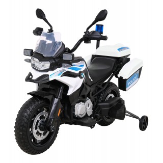 Motor Policyjny BMW F850 GS na akumulator dla dzieci + Kółka pomocnicze + Syrena + Światła + 2 Kufry + Wolny Start