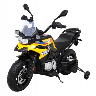 Motor BMW F850 GS na akumulator dla dzieci Żółty + Kółka pomocnicze + Audio LED + Wolny Start + EVA