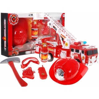 Zestaw Strażaka dla dzieci 3+ Komplet 7 el. + Wóz strażacki + Kask + Gaśnica + Maska