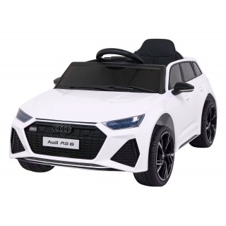 Audi RS 6 Elektryczny Samochodzik dla dzieci Biały + Pilot + Koła EVA + Wolny Start + Audio LED