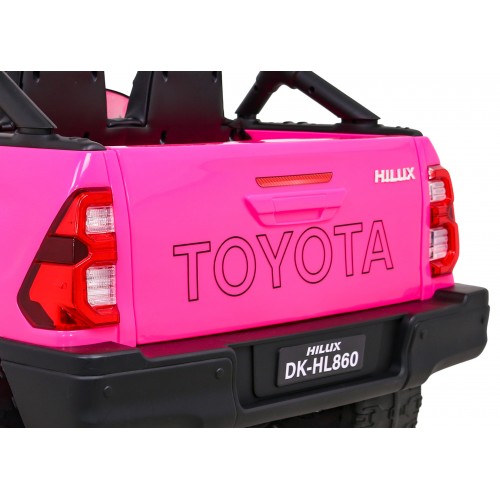 Toyota Hilux na akumulator dla dzieci, Różowy Pickup + Napęd 4x4 + Pilot