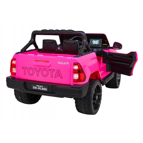 Toyota Hilux na akumulator dla dzieci, Różowy Pickup + Napęd 4x4 + Pilot