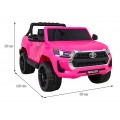 Toyota Hilux na akumulator dla dzieci, Różowy Pickup + Napęd 4x4 + Pilot